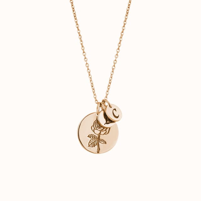 Rose Disc Charm Necklace